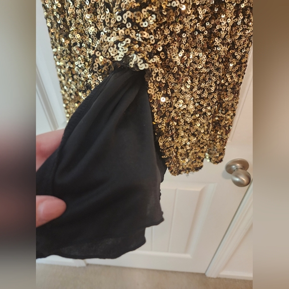 B Darlin Super Stretchy Gold Bodycon Sassy Sequin Dress Size 20W Party Clubbing - Picture 6 of 10